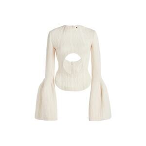 A.W.A.K.E. Cream Cotton Textured Cutout Top Size 36